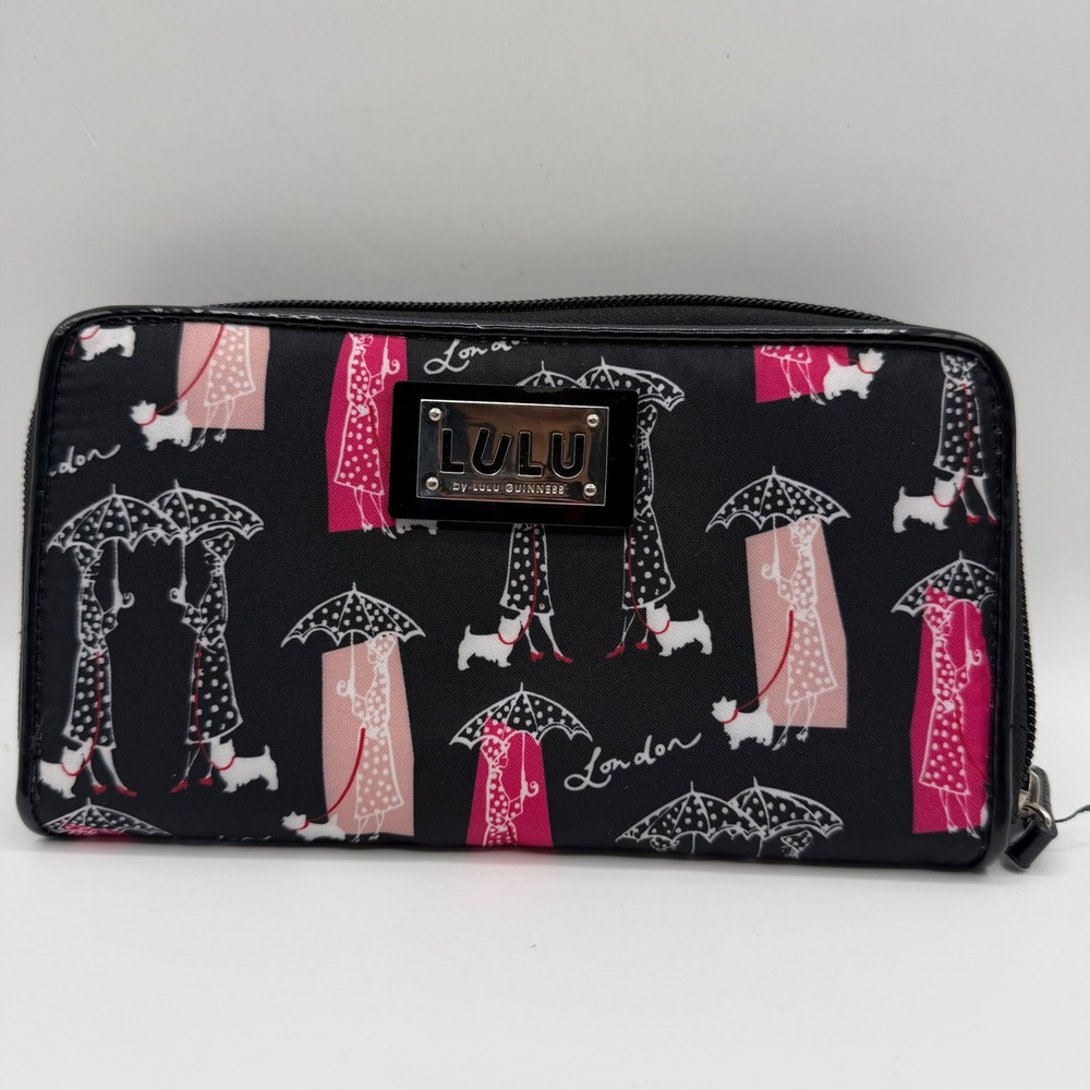 LULU by Lulu Guinness London Scottie Dog Umbrella Zip Around Wallet Y2K